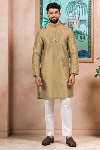 Chikoo color graceful partywear kurta payjama for mens ceremonial looks