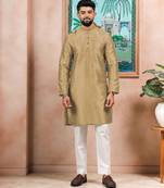 Chikoo color graceful partywear kurta payjama for mens ceremonial looks