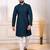 Teal color designer embroidery work ceremonial ethnic kurta payjama for men's