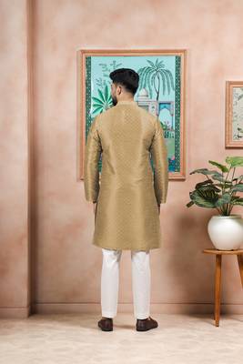Chikoo color graceful partywear kurta payjama for mens ceremonial looks 2