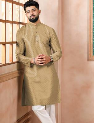 Chikoo color graceful partywear kurta payjama for mens ceremonial looks 3