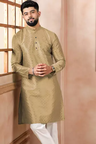 Chikoo color graceful partywear kurta payjama for mens ceremonial looks
