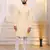 Cream color embroidery work ceremonial ethnic kurta payjama for men's