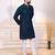 Teal color designer embroidery work ceremonial ethnic kurta payjama for men's