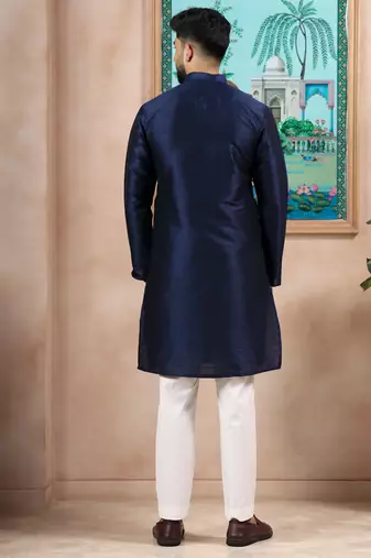 Navy blue color graceful partywear kurta payjama for mens ceremonial looks
