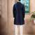 Navy blue color graceful partywear kurta payjama for mens ceremonial looks