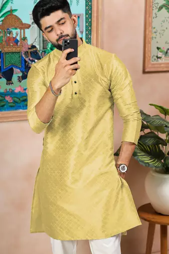 Lemon color graceful partywear kurta payjama for mens ceremonial looks