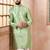Pista color graceful partywear kurta payjama for mens ceremonial looks