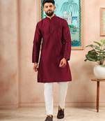 Maroon color graceful partywear kurta payjama for mens ceremonial looks