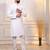 White color designer embroidery work ceremonial ethnic kurta payjama for men's