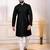 Black color designer embroidery work ceremonial ethnic kurta payjama for men's