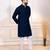 Blue color designer embroidery work ceremonial ethnic kurta payjama for men's