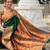 green color paithani silk blend fabric  woven meenakari jacquard designer graceful wedding saree