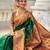 green color paithani silk blend fabric  woven meenakari jacquard designer graceful wedding saree