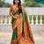 mahendi color paithani silk blend fabric  woven meenakari jacquard designer graceful wedding saree