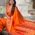 orange color paithani silk blend fabric  woven meenakari jacquard designer graceful wedding saree