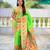 parrot green color paithani silk blend fabric  woven meenakari jacquard designer graceful wedding saree