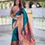 teal color paithani silk blend fabric woven meenakari jacquard graceful wedding saree