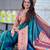 teal color paithani silk blend fabric  woven meenakari jacquard designer graceful wedding saree