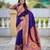 violet color paithani silk blend fabric  woven meenakari jacquard designer graceful wedding saree
