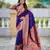 violet color paithani silk blend fabric woven meenakari jacquard graceful wedding saree