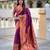 wine color paithani silk blend fabric  woven meenakari jacquard designer graceful wedding saree