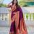 wine color paithani silk blend fabric  woven meenakari jacquard designer graceful wedding saree