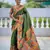 mahendi color woven meenakari jacquard paithani silk blend fabric ethnic saree