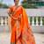orange color  woven meenakari jacquard designer paithani silk blend fabric ethnic saree