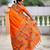 orange color  woven meenakari jacquard designer paithani silk blend fabric ethnic saree