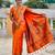 orange color  woven meenakari jacquard designer paithani silk blend fabric ethnic saree
