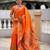 orange color  woven meenakari jacquard designer paithani silk blend fabric ethnic saree