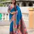 sky blue color woven meenakari jacquard paithani silk blend fabric ethnic saree