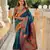teal color woven meenakari jacquard paithani silk blend fabric ethnic saree