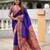 violet color  woven meenakari jacquard designer paithani silk blend fabric ethnic saree