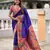 violet color woven meenakari jacquard paithani silk blend fabric ethnic saree