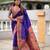 violet color  woven meenakari jacquard designer paithani silk blend fabric ethnic saree
