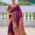 wine color  woven meenakari jacquard designer paithani silk blend fabric ethnic saree