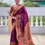 wine color woven meenakari jacquard paithani silk blend fabric ethnic saree