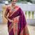 wine color  woven meenakari jacquard designer paithani silk blend fabric ethnic saree