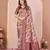 rust color tussar silk blend designer printed saree with woven designer