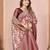 rust color tussar silk blend designer printed saree with woven designer