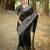Black color handloom raw silk fabric ethnic designer partywear saree