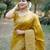 Mustard color handloom raw silk fabric ethnic designer partywear saree