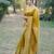 Mustard color handloom raw silk fabric ethnic designer partywear saree