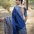 Blue color handloom raw silk fabric ethnic designer partywear saree