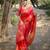Red color handloom raw silk fabric ethnic designer partywear saree