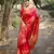 Red color handloom raw silk fabric ethnic partywear saree