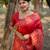 Red color handloom raw silk fabric ethnic designer partywear saree