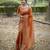 Orange color handloom raw silk fabric ethnic designer partywear saree